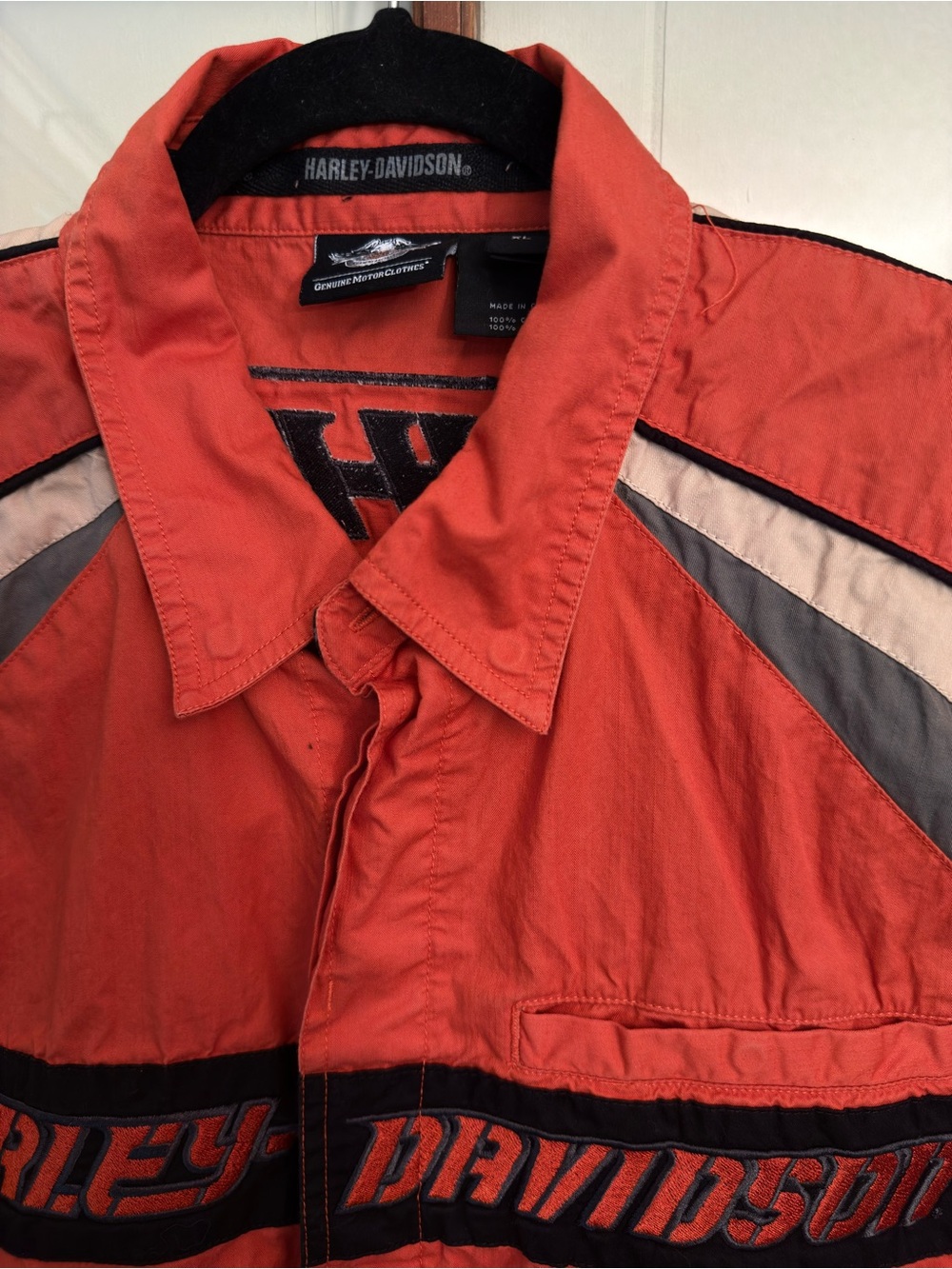Harley-Davidson Vintage Men’s Orange Biker Sleeveless Logo Vest XL Raw Edge - Picture 5 of 7